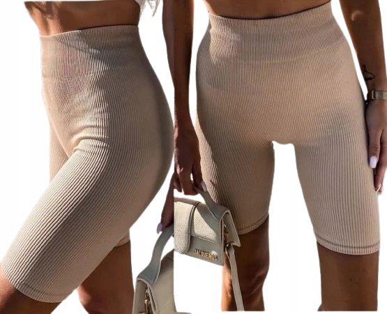 Prążkowane Kolarki Legginsy Z Wysokim Stanem Fit Getry L/xl