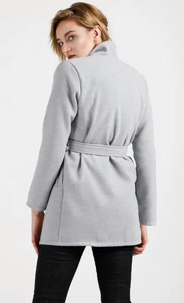 Piekny wiosenny płaszcz unisono szary wiązany 36 38 s M popielaty