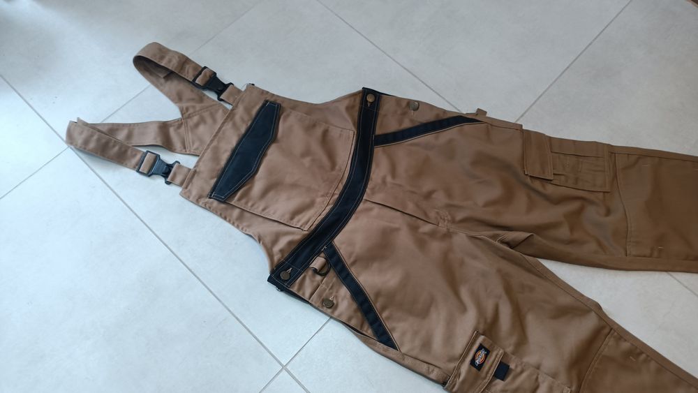 DICKIES Spodnie Robocze na szelkach Ogrodniczki carhartt roz 58 brąz
