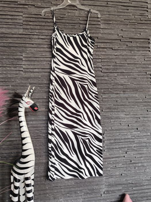 Sukienka prążek elastyczna zebra S/M