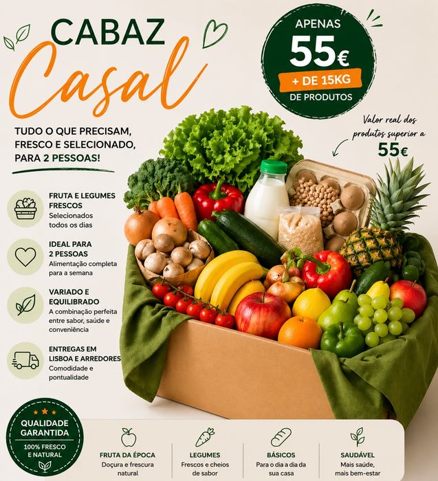 Cabaz casal legumes e frutas  para entregas