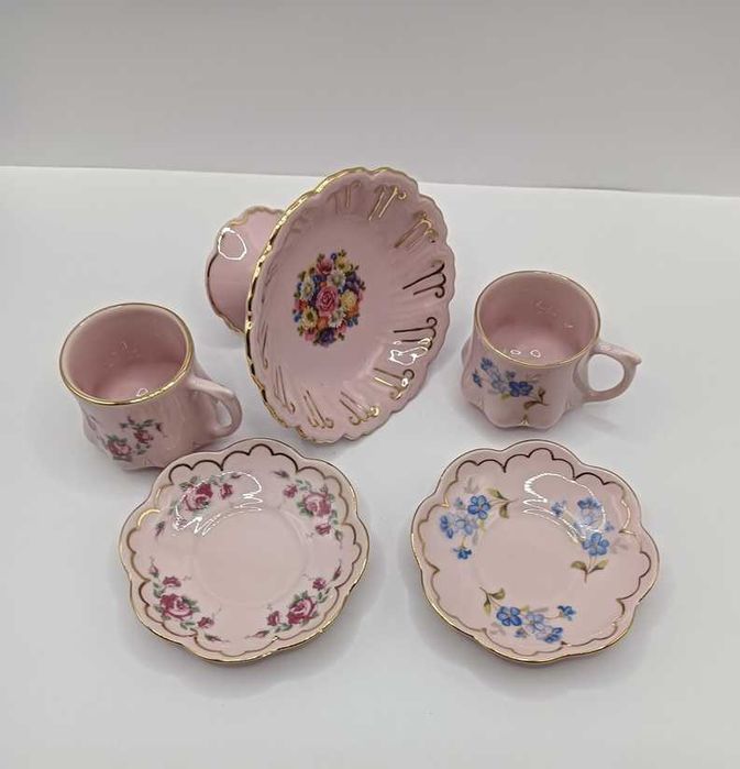 Różowa porcelana Chodov  filiżanki duo mini