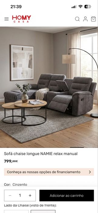 Sofa chaise longue NAMIE relax manual