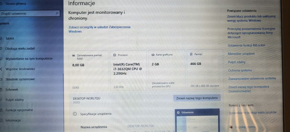 Laptop Lenovo i7 Intel core