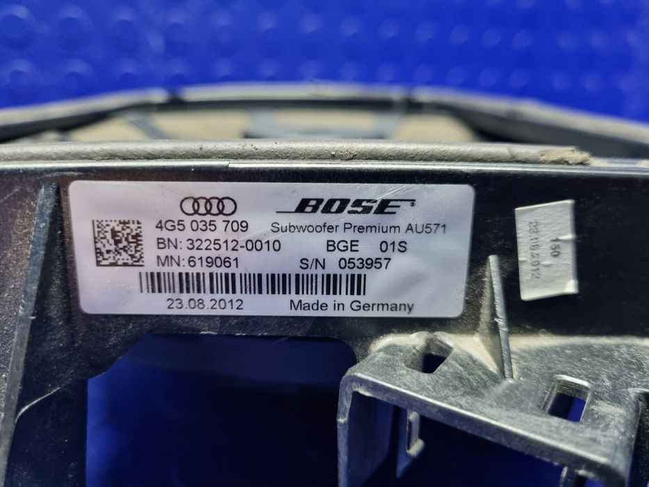 GŁOŚNIK basowy AUDI A6 C7 SEDAN głośnik subwoofer BOSE oryginał OEM 4G5035709