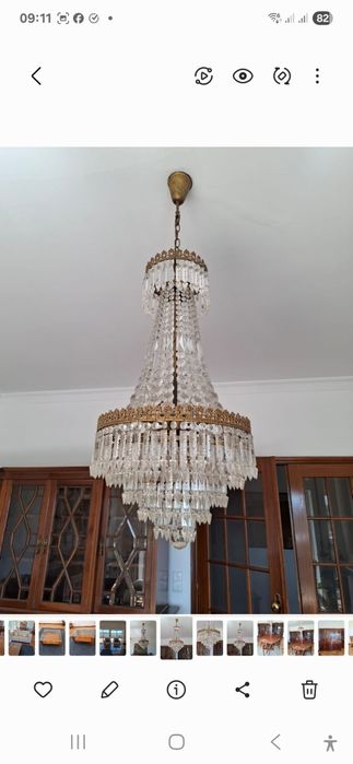 Lustre Antigo Cristal de Boémia Anos 50 - Peça de Luxo Única