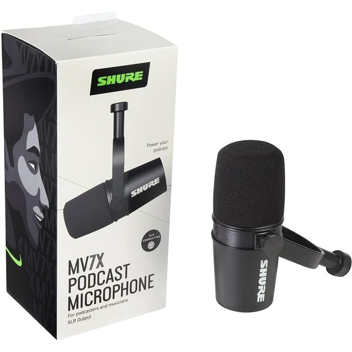 Shure MV7X XLR Microfone Profissional para Podcast e Gravações