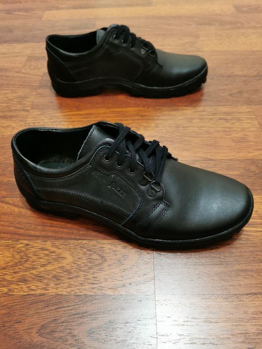 Jokery Skórzane Buty Męskie  Lekkie Wygodne Czarne