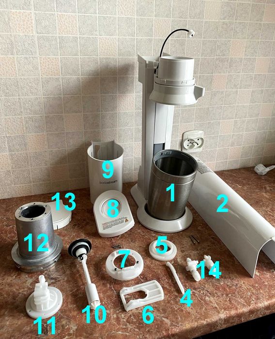 SodaStream 3 Crystal 2 części zamienne przycisk pokrywa uszczelka