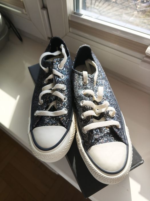 Niskie trampki Converse Brokatowe czarne 36,5