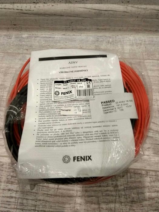 Теплый пол электрический - Греющий кабель Fenix 18вт/м.пог.