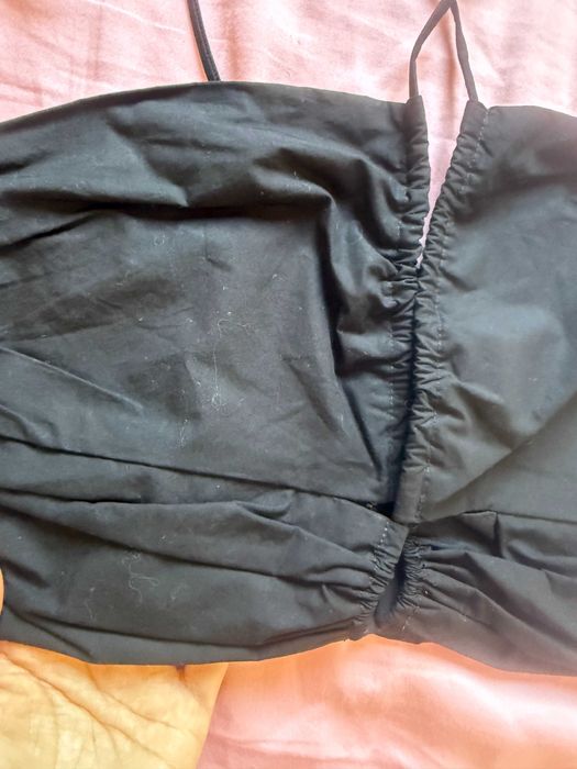 Bec + bridge Top Preto com Fecho Frontal e Alças Finas AUS 8 Black Zip Front Crop Top
