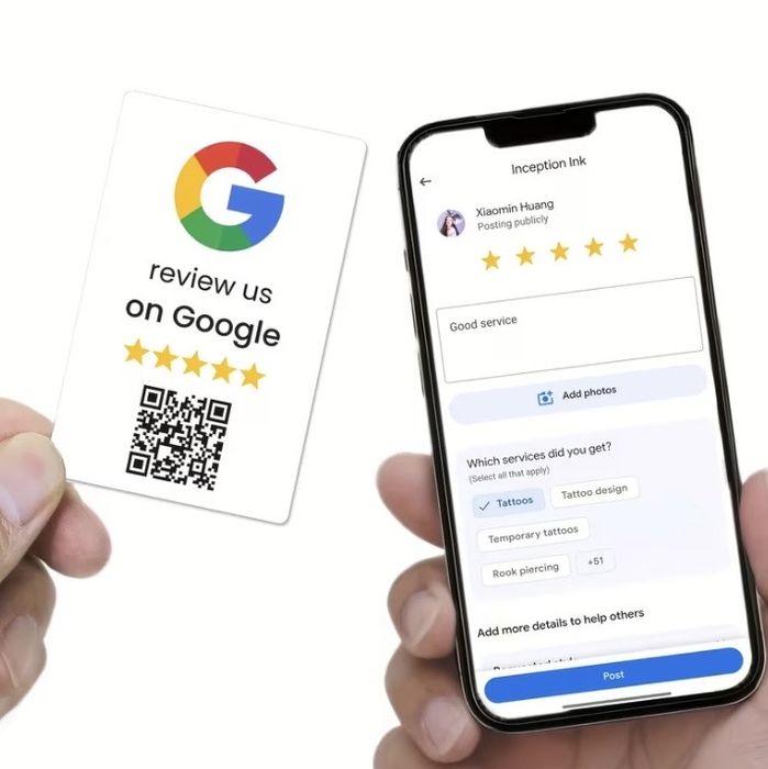 Placa NFC + QR Code para Avaliações Google – Receba Mais Reviews