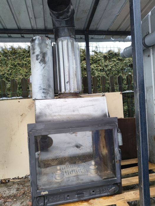 Wkład kominkowy żeliwny powietrzny + rury+ radiator + kolano skrętne