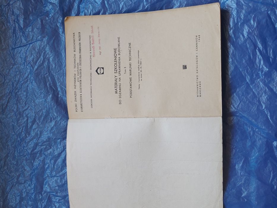 Książka Materiały szkoleniowe do egzaminów na uprawnienia budowl 1968r