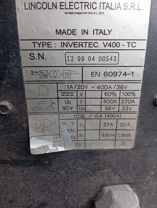 Spawarka LINCOLN tig dc 400 A