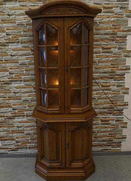 Witryna Dębowa Płaska podświetlana szer. 80 cm   ( p-1268 )