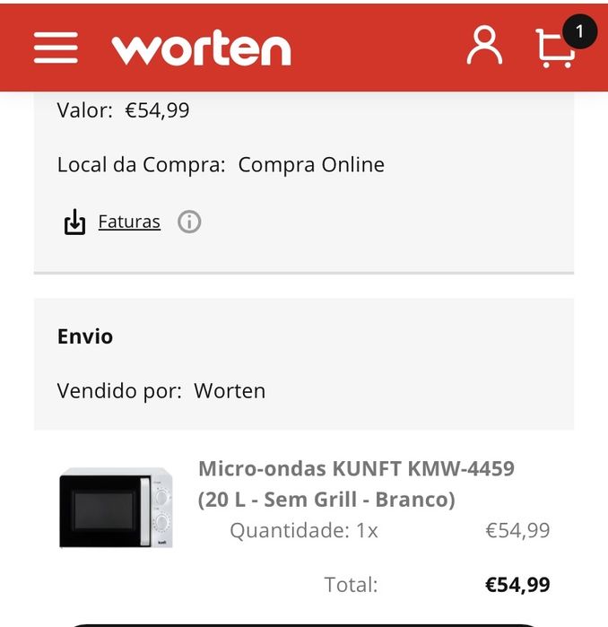 Micro-ondas KUNFT KMW-4459 (20 L - Sem Grill - Branco)