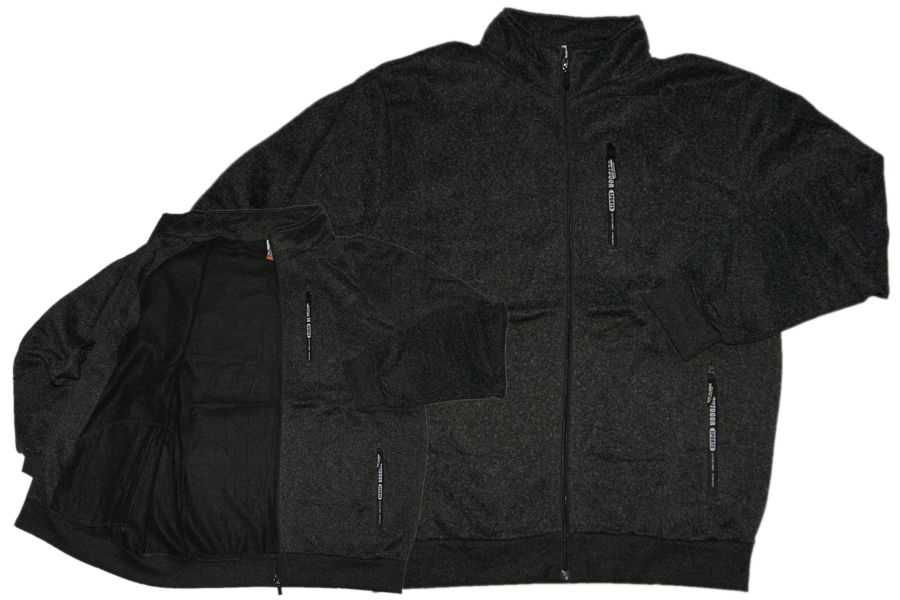 MĘSKA BLUZA BEZ KAPTUREM duża rozpinana 6XL szer.138 cm SZARA ciemna