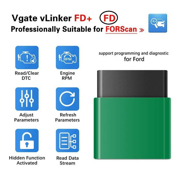 vLinker FD+ BLE/Bluetooth 4.0 (iOS/PC/Android) или FD 3.0 FORScan OBD