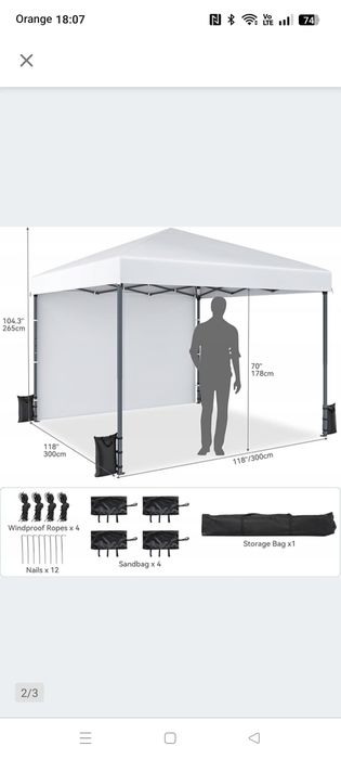 Szary srebrny pawilon ogrodowy składana altana 3 x 3 m  namiot imprezo