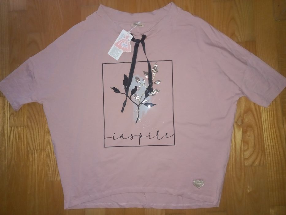 Bluzka nietoperz różowa z aplikacją