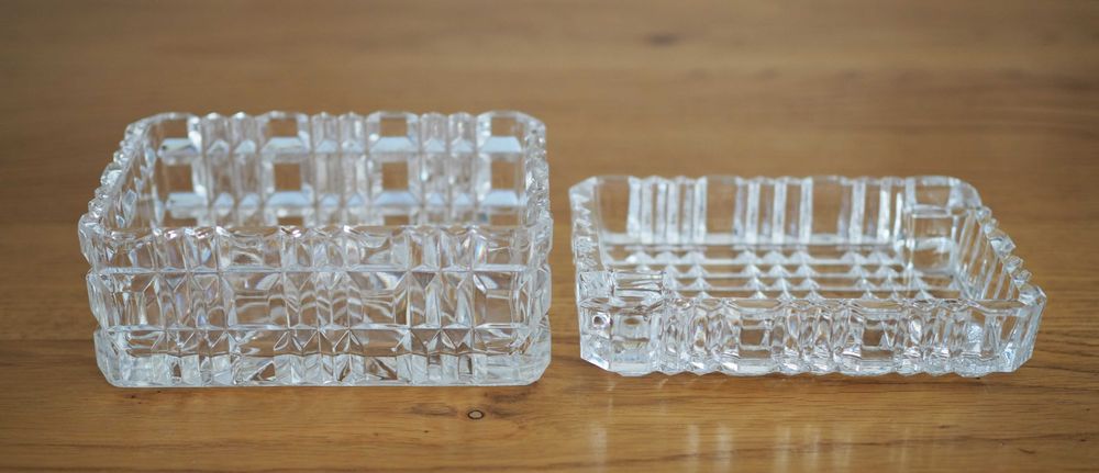 Kryształowa popielniczka, pojemnik, papierośnica PRL