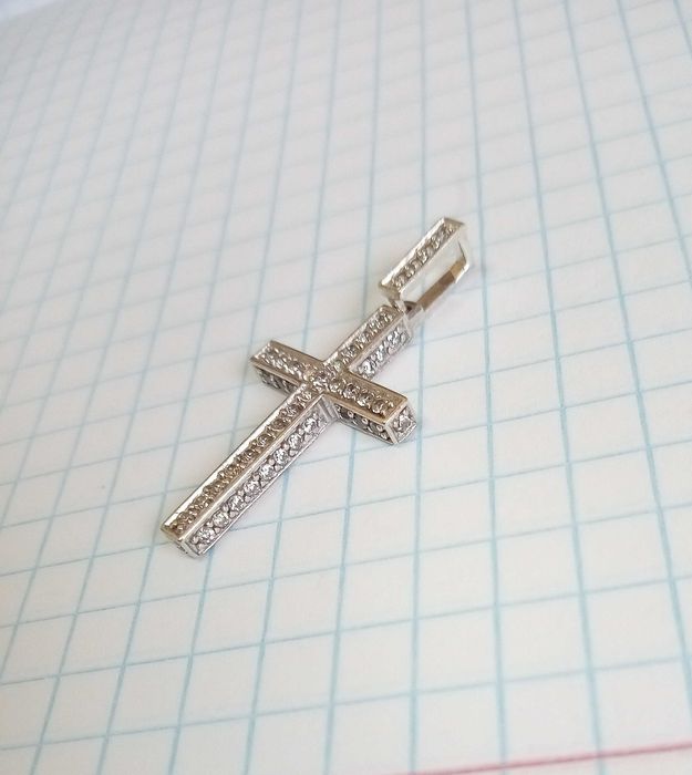 Хрестик кулон підвіска. Срібло 925 проба. З каменями