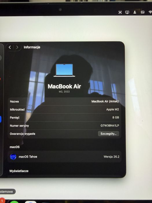 MacBook Air M2 8GB/256GB Space Grey Stan jak nowy
