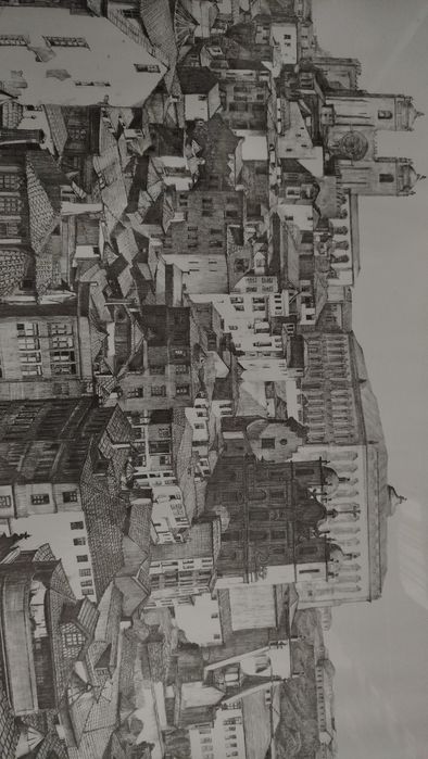 Quadro com gravura da cidade do Porto