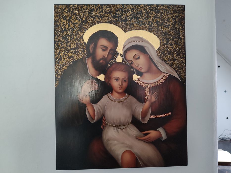 Piękna ikona przedstawiająca Świętą rodzinę