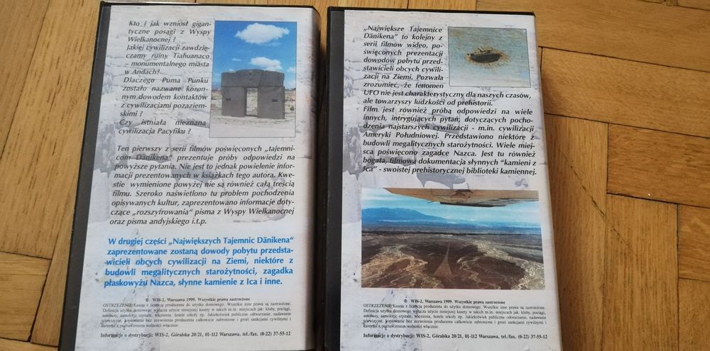 Kasety VHS UFO - Tajemnice Danikena zestaw 2 części Nowe