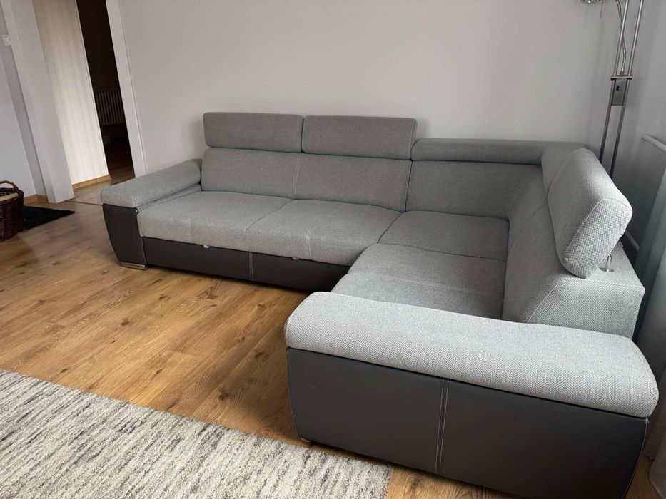 Sofa narożnik Loft Black Red White