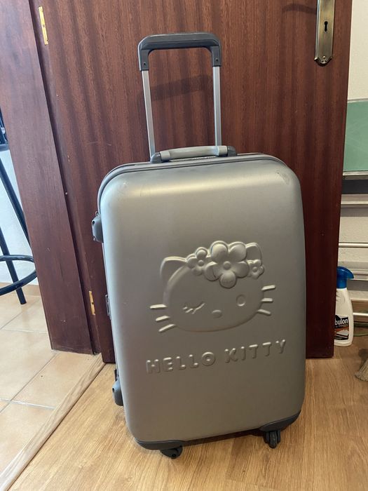 Mala de viagem rígida Hello Kitty cinza