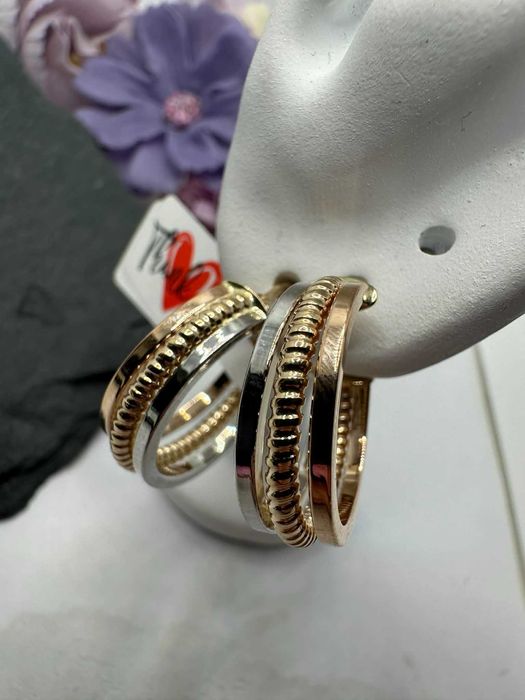 Złote kolczyki z białym złotem 14k 585