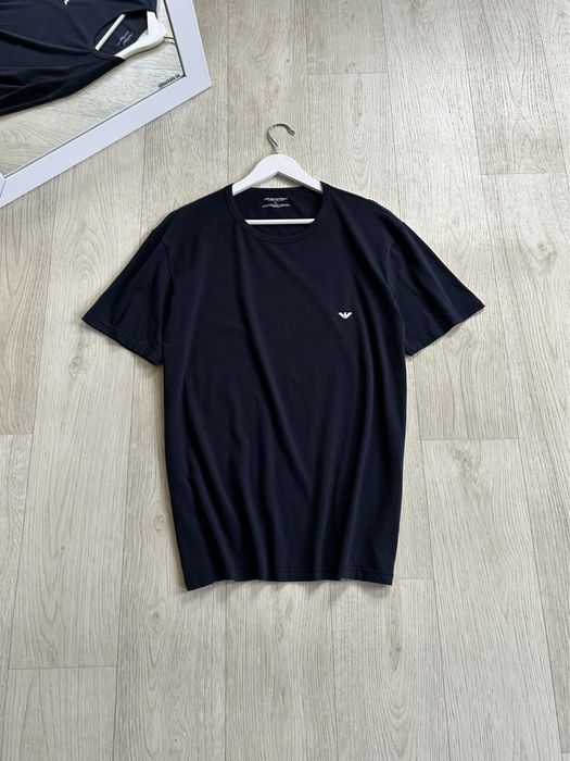 Emporio Armani 7 Center Logo Tee Shirts Navy Blue Футболка оригінал оригинал опт