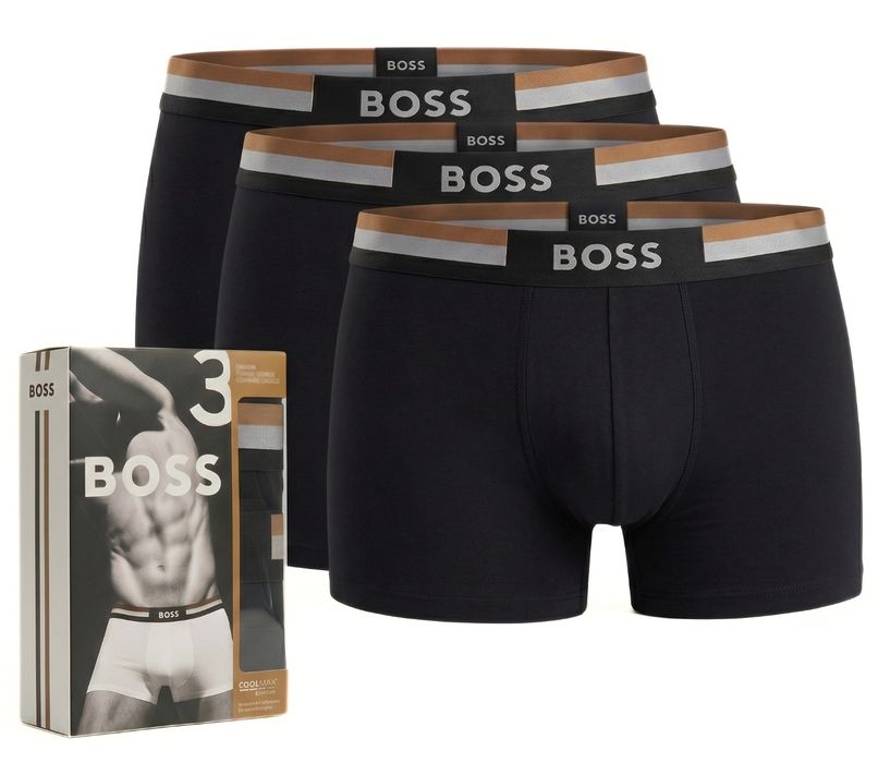 NOWA Rozmiar M Hugo Boss Bokserki męskie Czarne 3pack na prezent