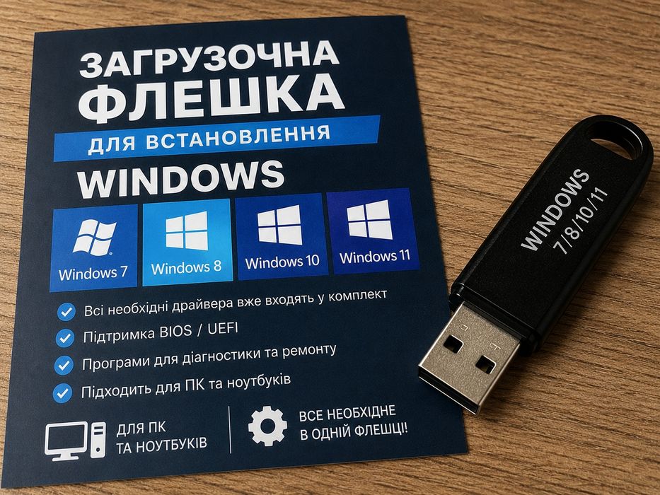 Загрузочна флешка 16GB віндовс 7/8/10