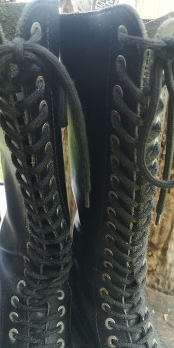 glany buty STEEL czarne skórzane 40 dziurkowe - rozmiar 41