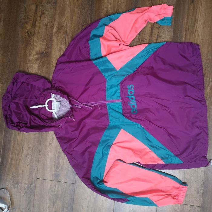 Adidas 90s Y2K wiatrówka bluza kaptur oversize