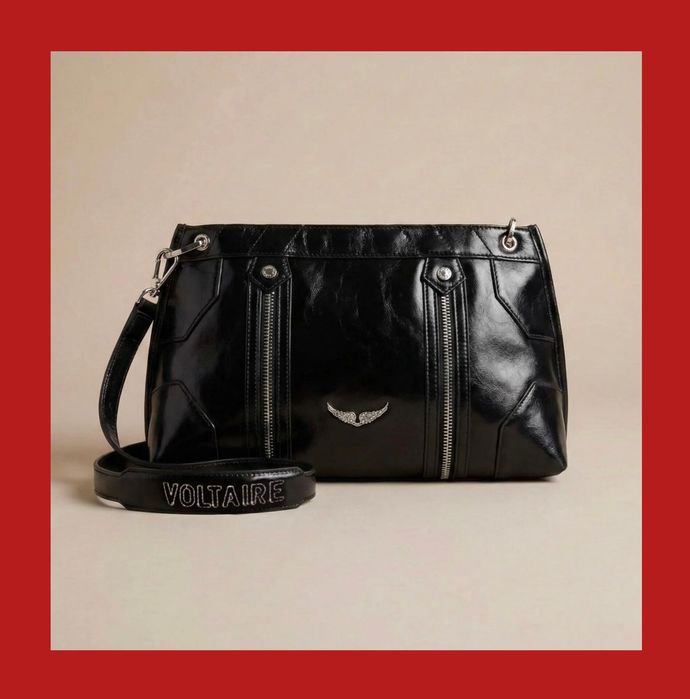 Сумка кросс боди Zadig & Voltaire Rock Black — кожаная с молниями