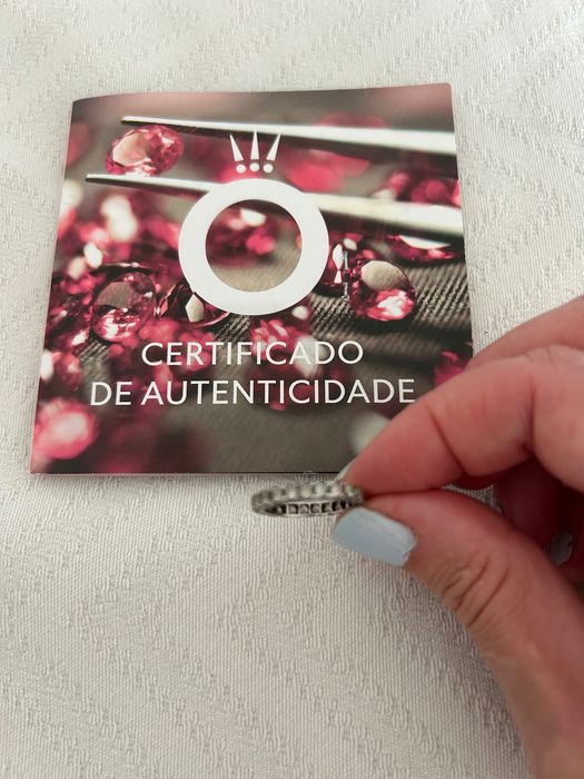 Anel pandora em prata banhada e zirconia