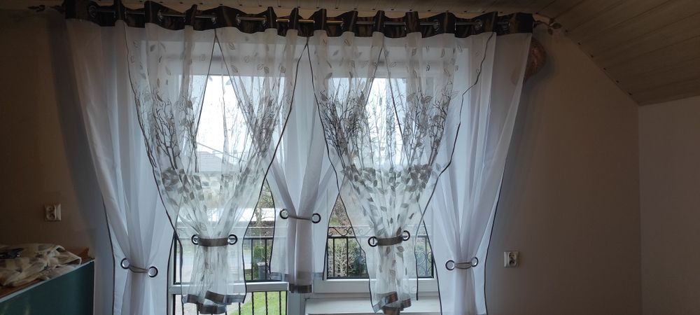 Firanka biało szara 500*160