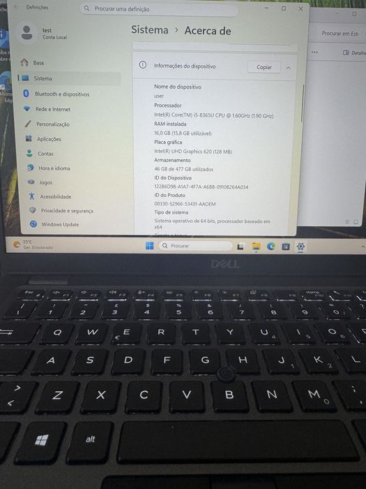 Portátil Dell Latitude 5400 | Intel i5 8ª Gen | 16GB RAM | SSD 512GB | Como Novo