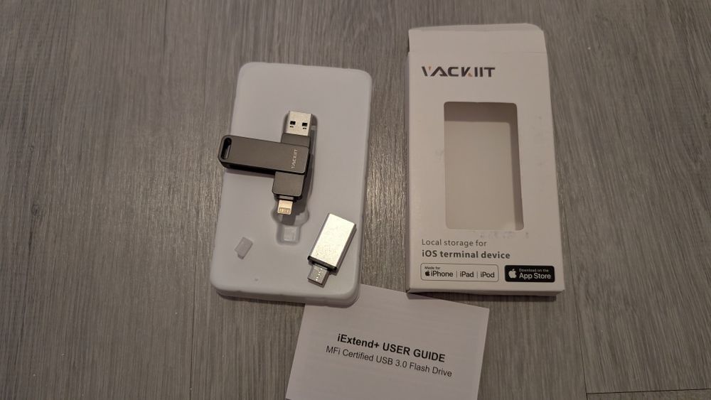 Vackiit USB 128GB com MFI Lightning, USB 3.0, USB C