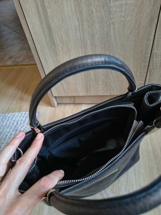 Torba wężowy print Laura Biaggi w rękę pojemna elegancka A4