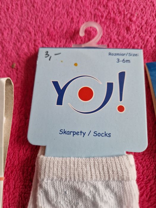 Skarpetki dziecięce wzór rozmiar 3-6 m zestaw 3pary