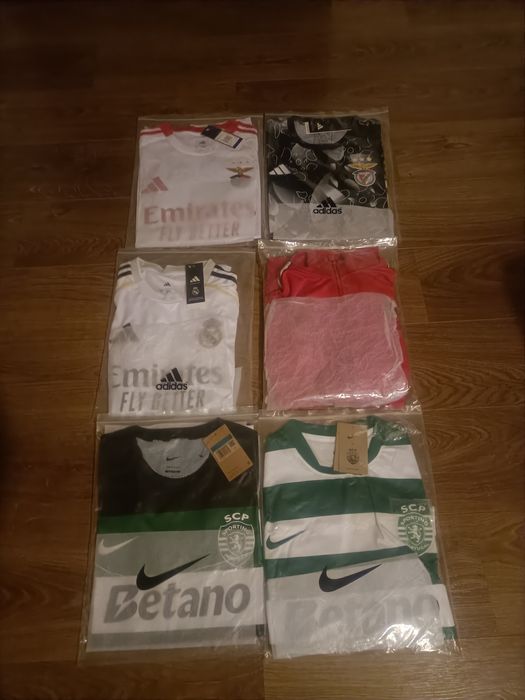 Camisolas do Benfica, Sporting,R. Madrid e  Casaco Benfica vermelho