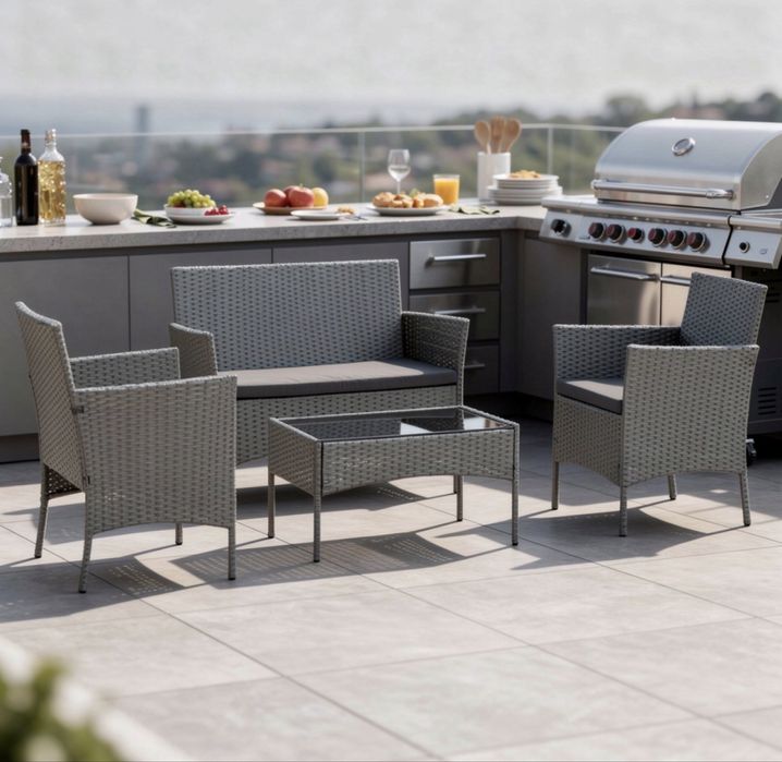 Zestaw mebli ogrodowych z Technorattan szary Meble ogrodowe