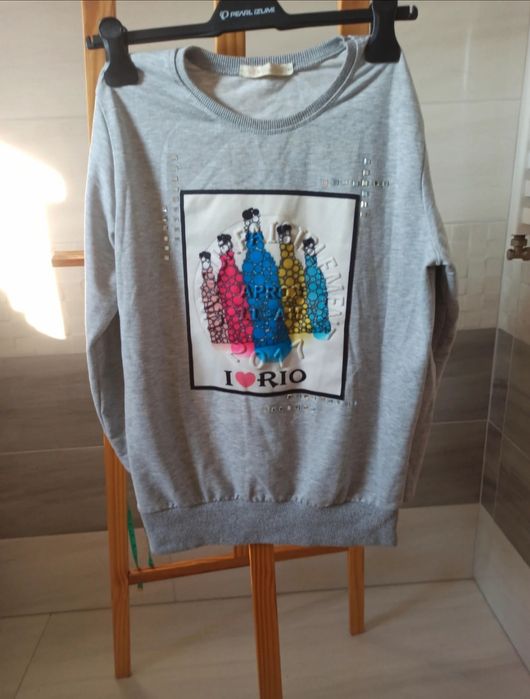 Bluza szara z kolorowym nadrukiem